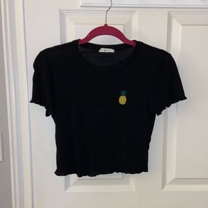 FOREVER 21 Black Tee with Pineapple Detail - Size S